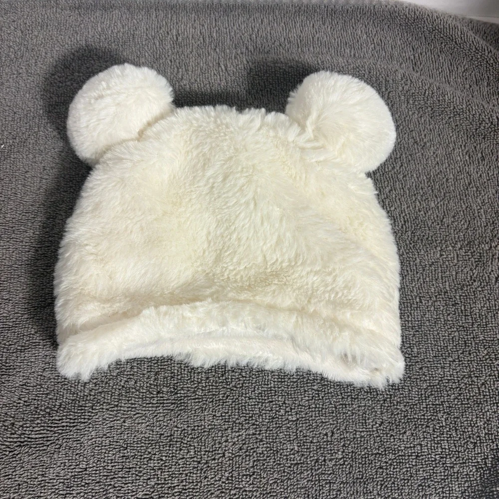 SL Home Fashions Faux Fur Bear Ear Beanie Cream White Fuzzy Winter Hat Kids